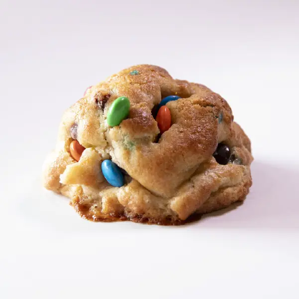 M&M Cookie with colorful M&Ms and white chocolate chips