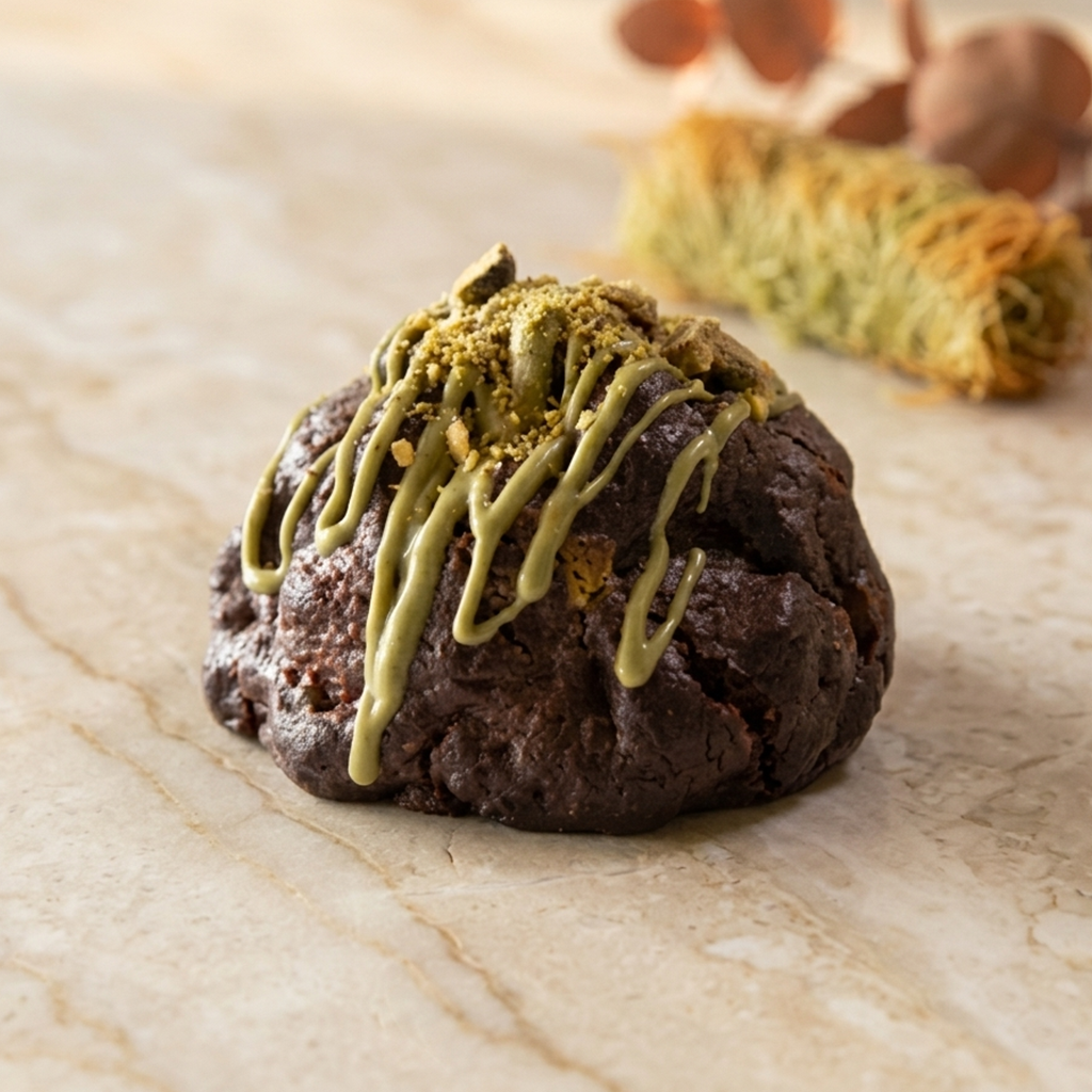 Habibi Dubai Cookie with pistachio chocolate filling and kanafi