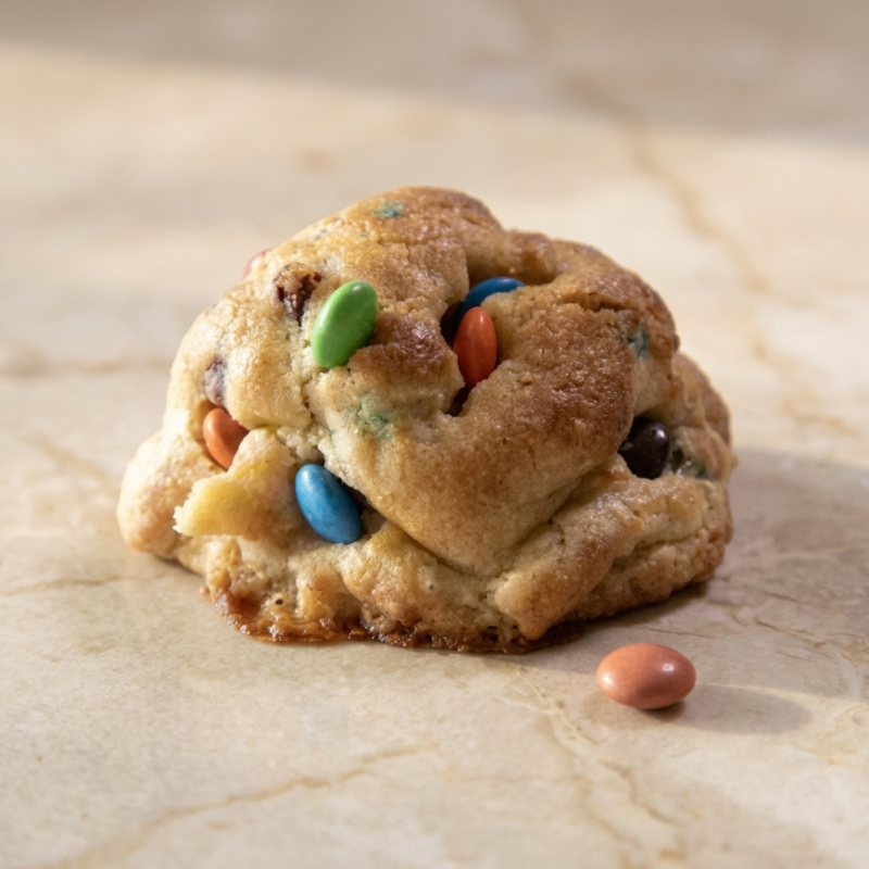 M&M Cookie with colorful M&Ms and white chocolate chips